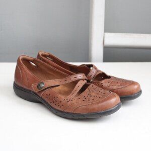 Rockport Cobb Hill Women's Brown Leather Pearl-Ch Mary Jane Flats Size 8